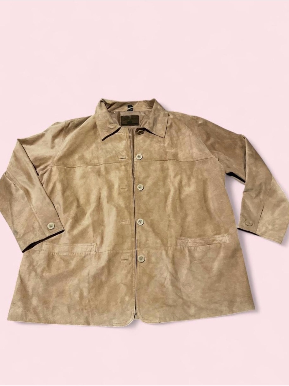 Vintage women's Lightweight Suede-Look Button Jacket - Tan